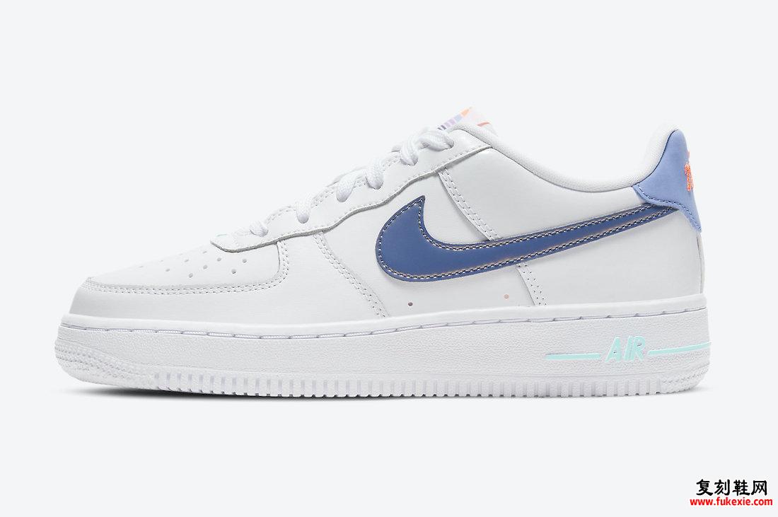 Nike Air Force 1 Low GS White Light Thistle深紫色粉尘DC8188-100发售日期