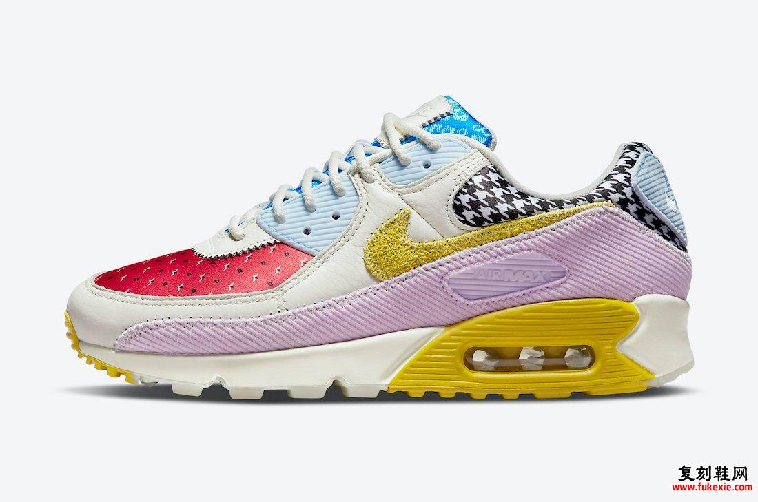 Nike Air Max 90 Sail Blue Red Pink Yellow DM8075-100发售日期