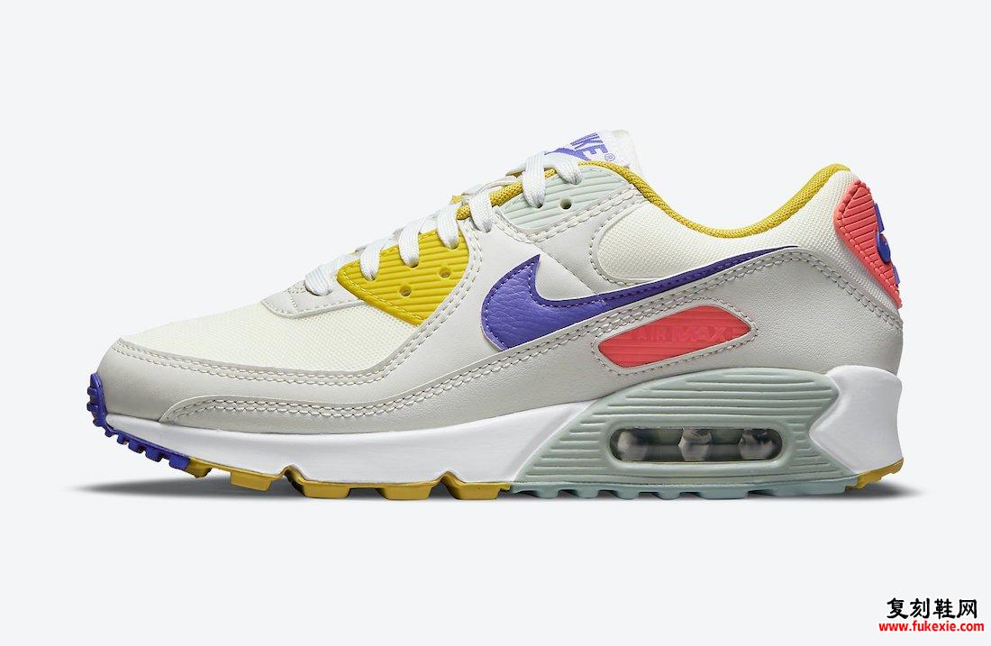 Nike Air Max 90 White Yellow Purple Pink粉红色DA8726-100发售日期