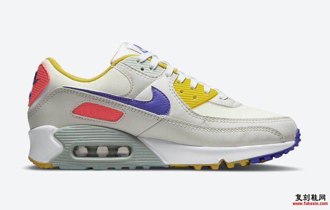 Nike Air Max 90 White Yellow Purple Pink粉红色DA8726-100发售日期