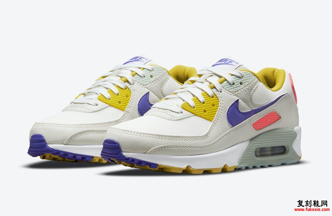 Nike Air Max 90 White Yellow Purple Pink粉红色DA8726-100发售日期