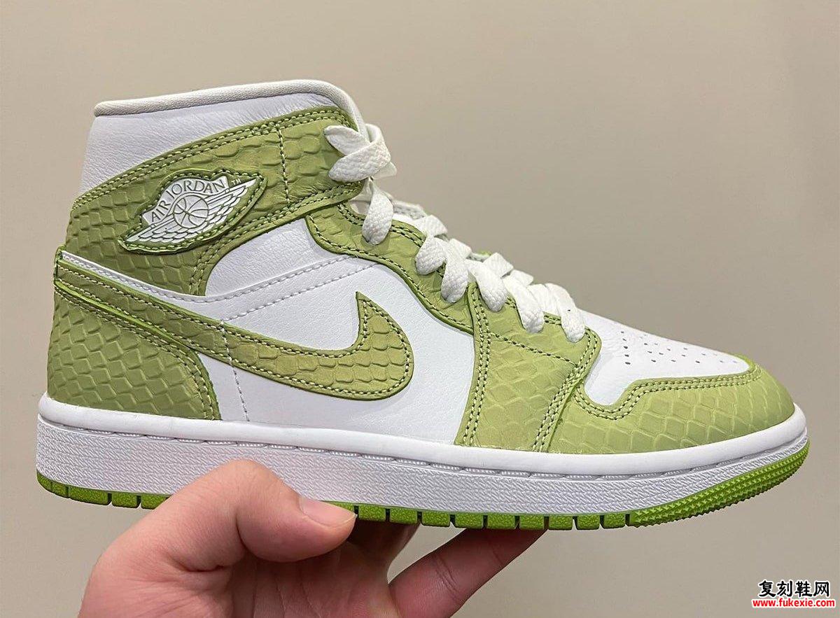 Air Jordan 1 Mid Green Python Snakeskin 发售日期 价格