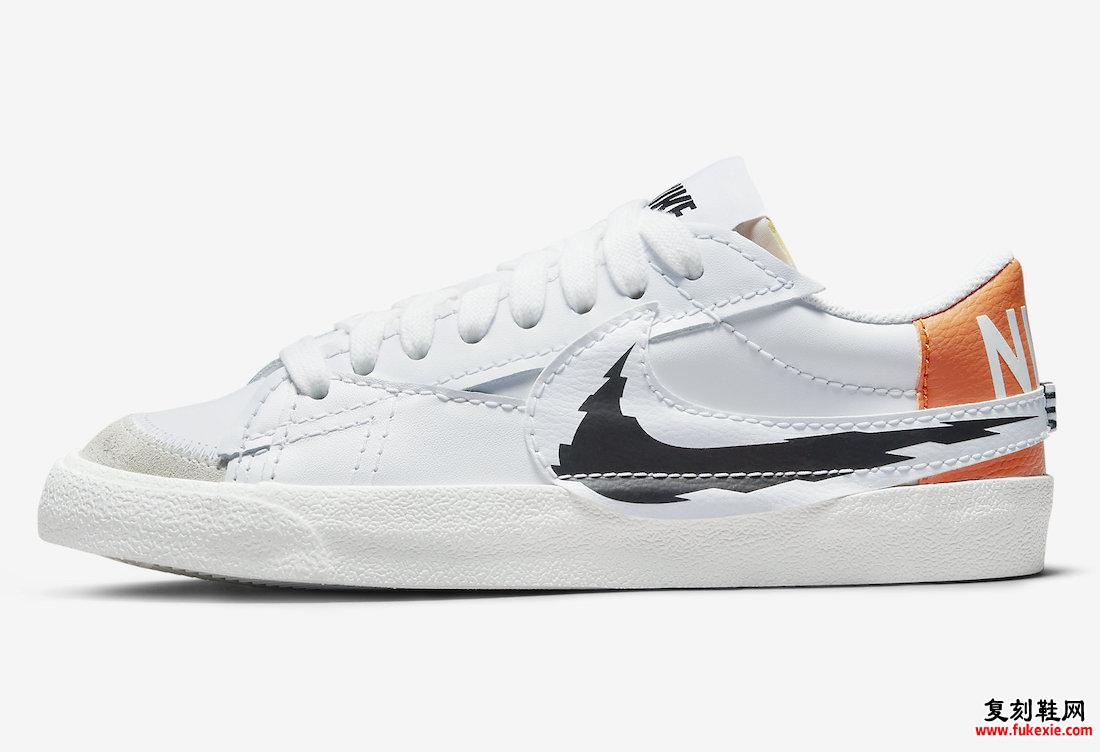 Nike Blazer Low Jumbo Glitch Swoosh White Black Magma Orange DV6484-100 发布日期