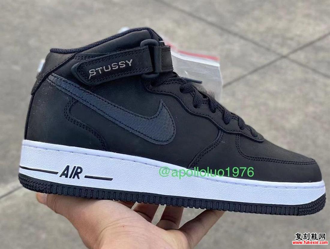 Stussy Nike Air Force 1 Mid Black White 发布日期