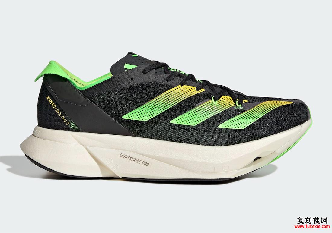 adidas Adizero Adios Pro 3 Core Black Beam Yellow Solar Green GX6251 发布日期