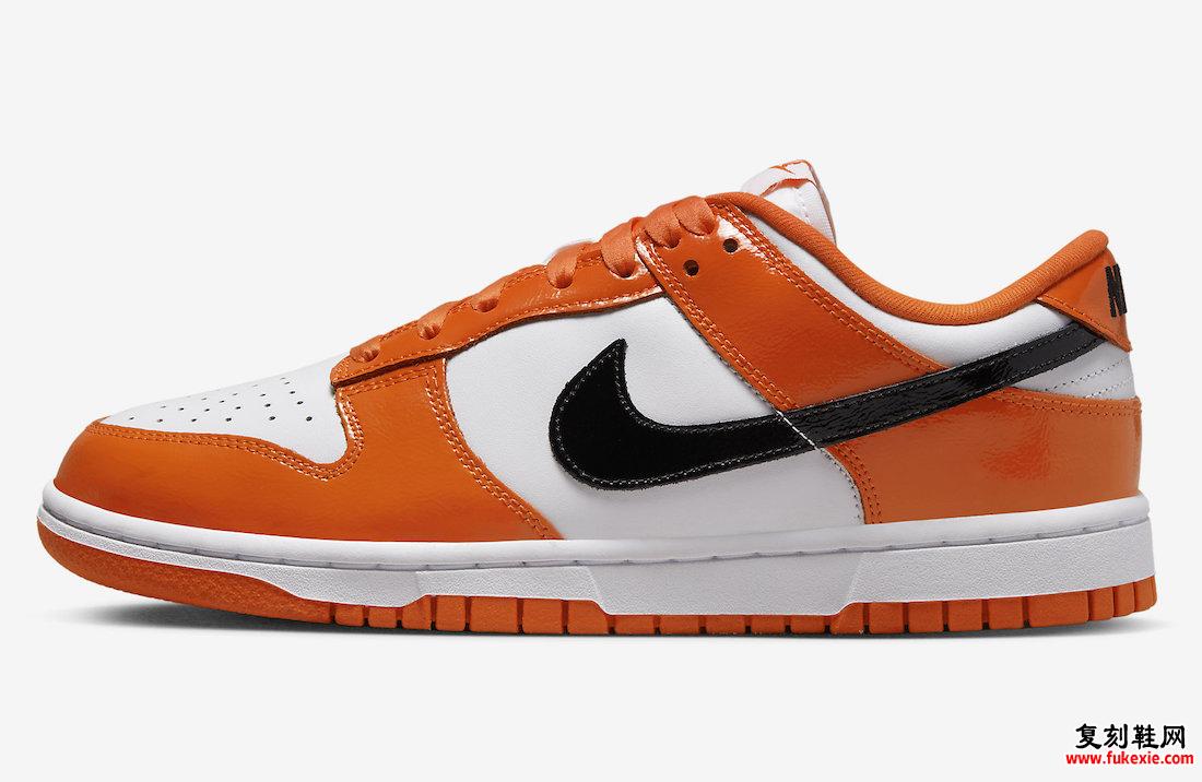 Nike Dunk Low White Orange Black Patent DJ9955-800 发布日期