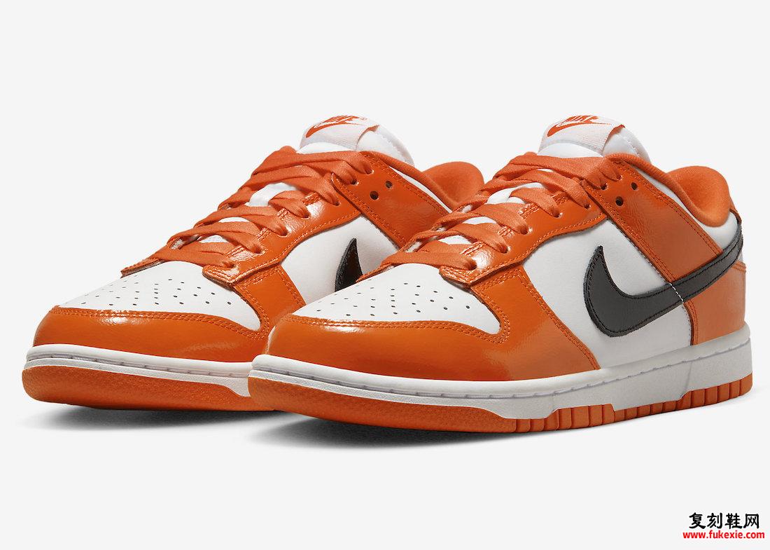 Nike Dunk Low White Orange Black Patent DJ9955-800 发布日期