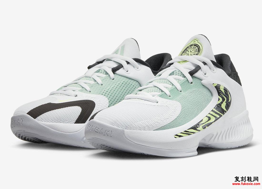 Nike Zoom Freak 4 White Black Barely Volt GS DQ0553-100 发布日期