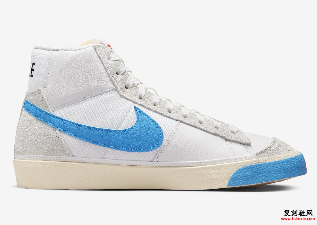 Nike Blazer Mid 77 Remastered White 照片 Blue Beach DQ7673-102 发布日期