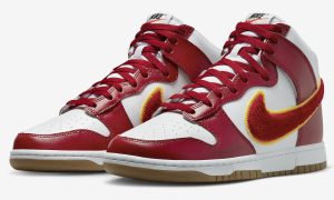 Nike Dunk High Chenille Swoosh White Gym Red DR8805-101 发布日期