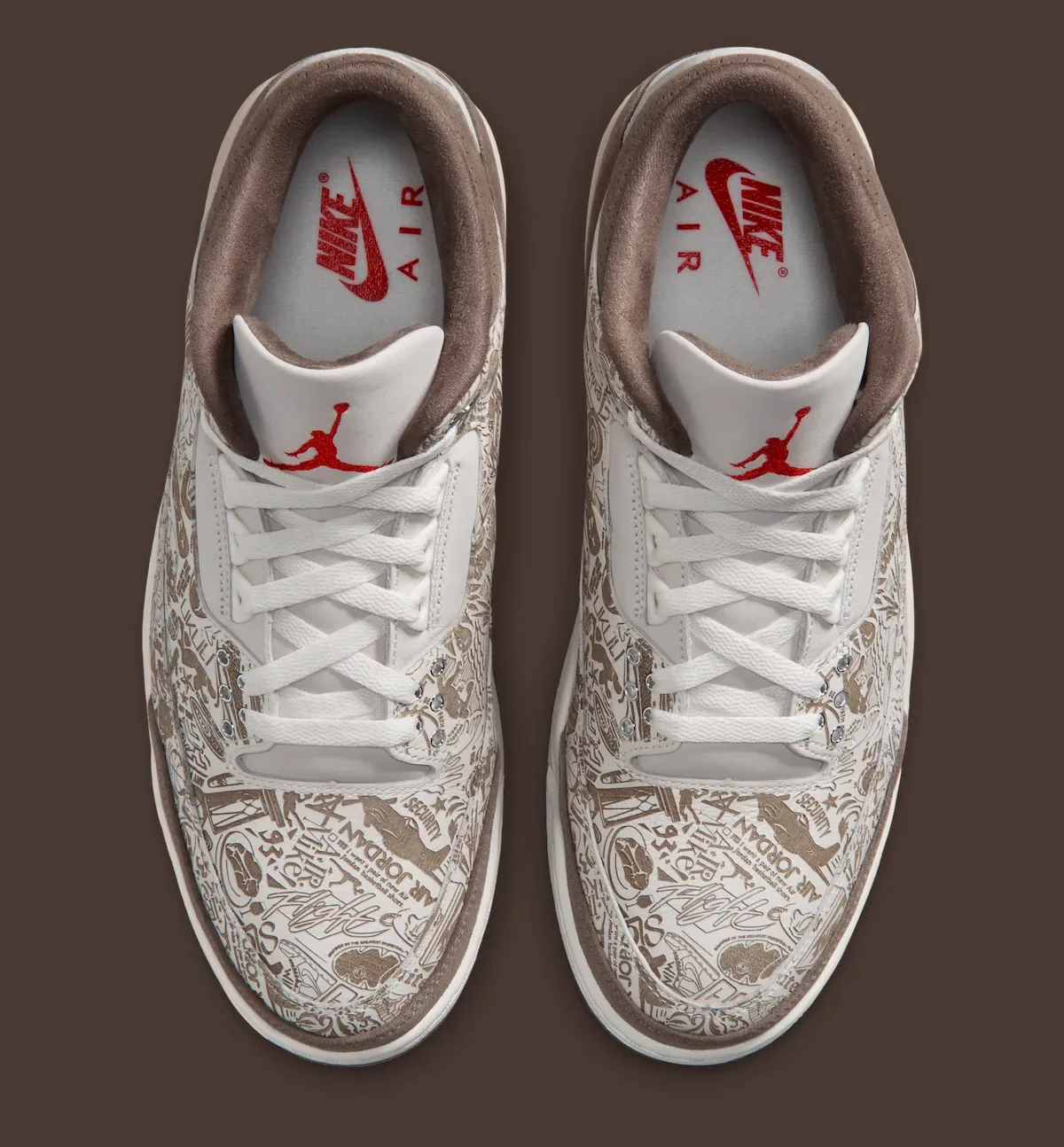 满印激光蚀刻棕麂皮金属银细节,Air Jordan 3 “Laser” 8月22日致敬MJ生涯首次市售插图3 满印激光蚀刻棕麂皮金属银细节,Air Jordan 3 “Laser” 8月22日致敬MJ生涯首次市售