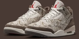 满印激光蚀刻棕麂皮金属银细节，Air Jordan 3 “Laser” 8月22日致敬MJ生涯首次市售缩略图