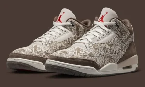 满印激光蚀刻棕麂皮金属银细节，Air Jordan 3 “Laser” 8月22日致敬MJ生涯首次市售缩略图