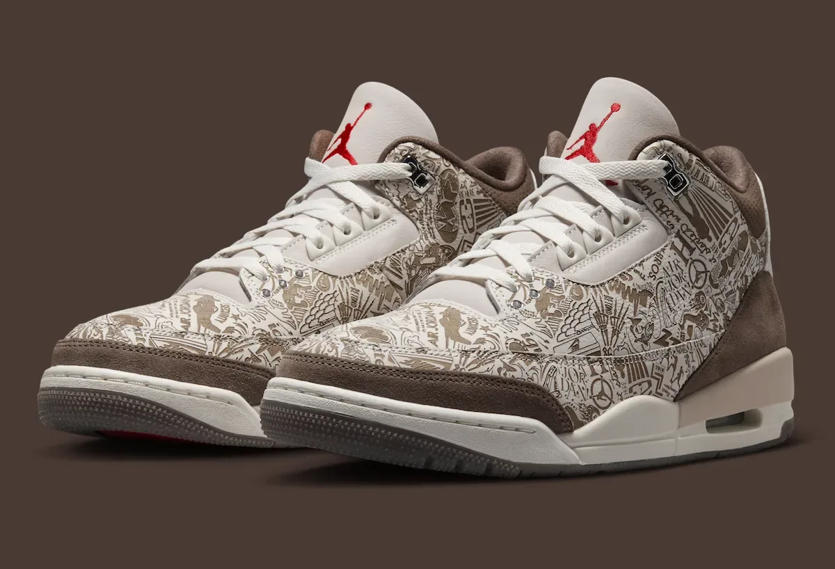 满印激光蚀刻棕麂皮金属银细节,Air Jordan 3 “Laser” 8月22日致敬MJ生涯首次市售插图 满印激光蚀刻棕麂皮金属银细节,Air Jordan 3 “Laser” 8月22日致敬MJ生涯首次市售
