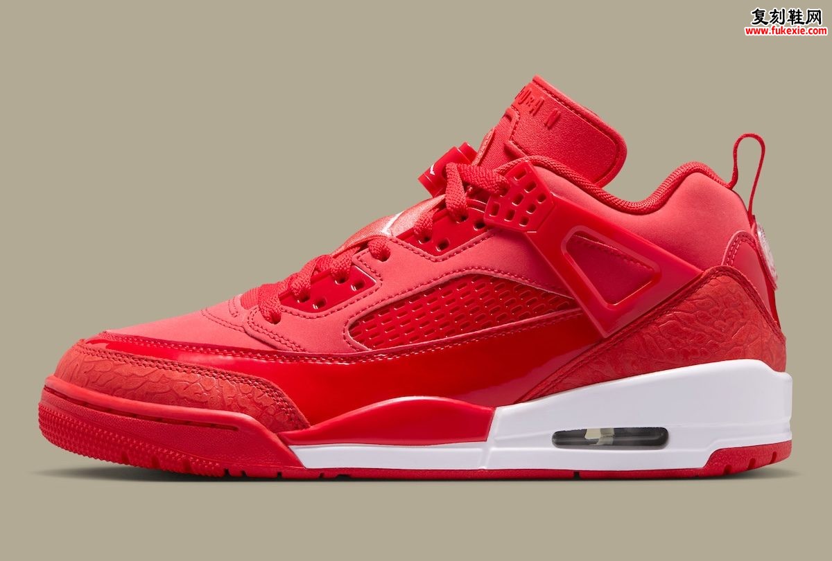 全红漆皮混搭麂皮 Jordan Spizike Low “University Red” 2026夏季发售