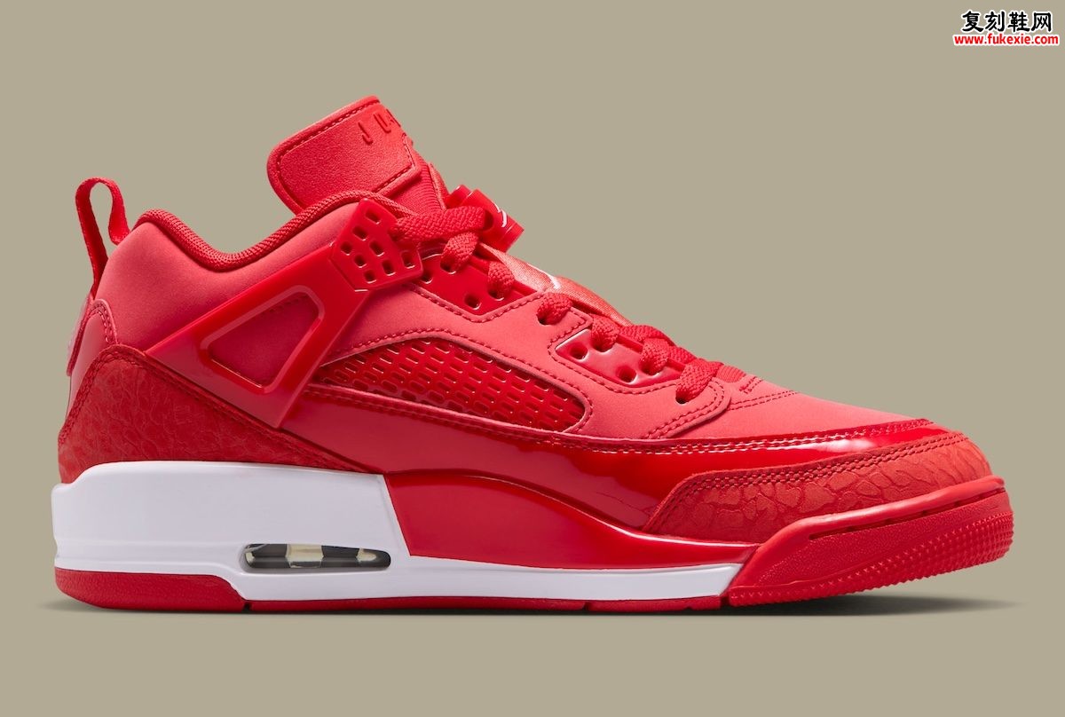 全红漆皮混搭麂皮 Jordan Spizike Low “University Red” 2026夏季发售