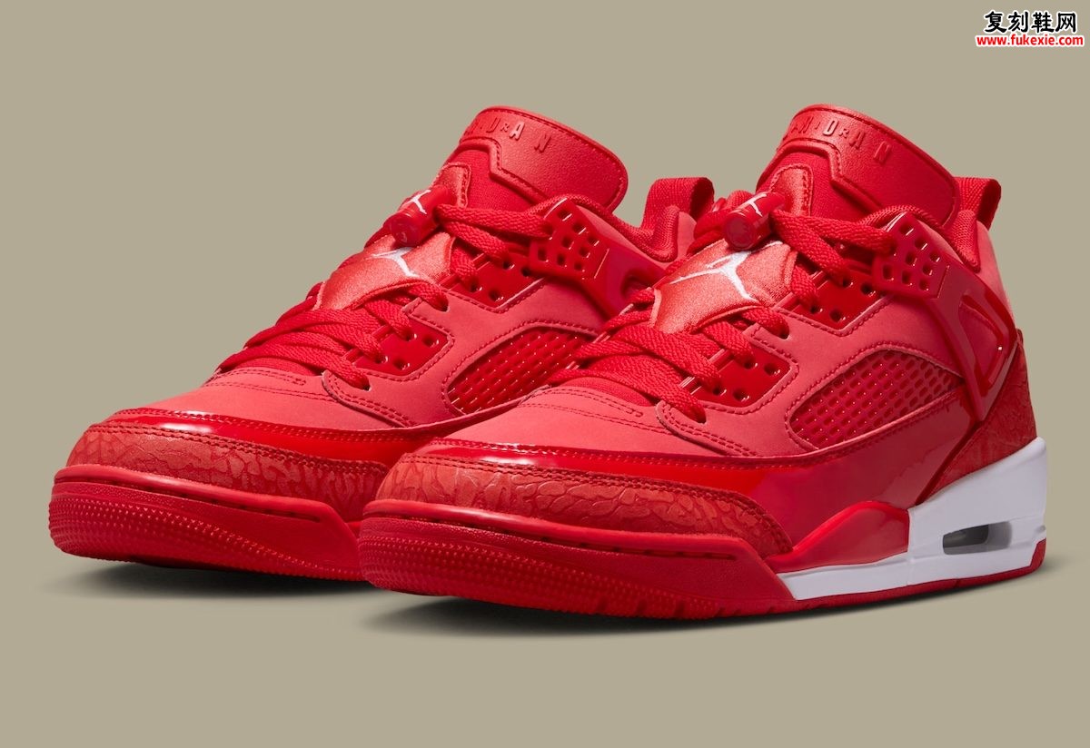 全红漆皮混搭麂皮 Jordan Spizike Low “University Red” 2026夏季发售