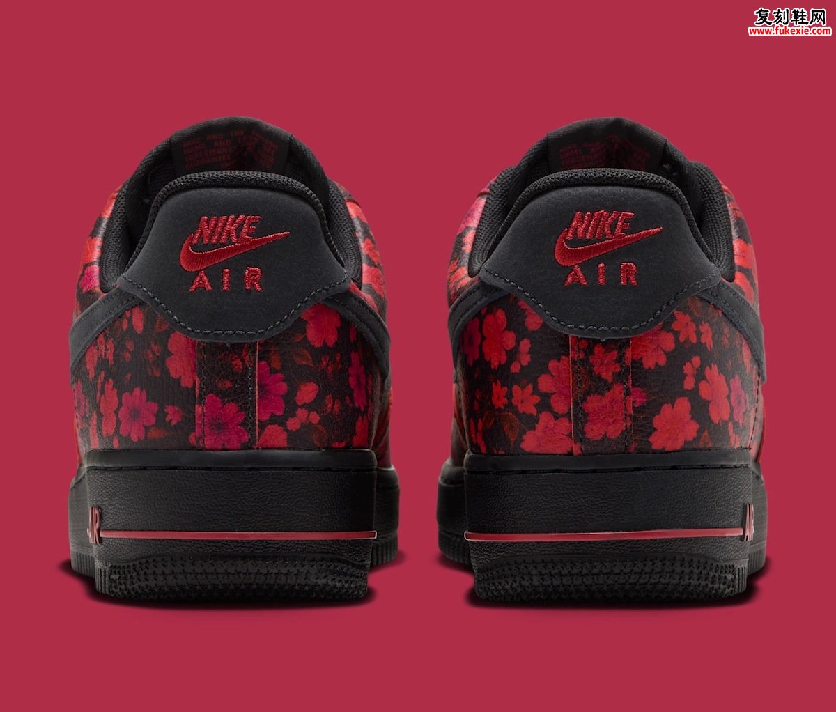 Nike Air Force 1 Low Covered in “Red Floral”黑色绒面革满印花卉刺绣女款2026年8月16日发售插图4 Nike Air Force 1 Low Covered in “Red Floral”黑色绒面革满印花卉刺绣女款2026年8月16日发售