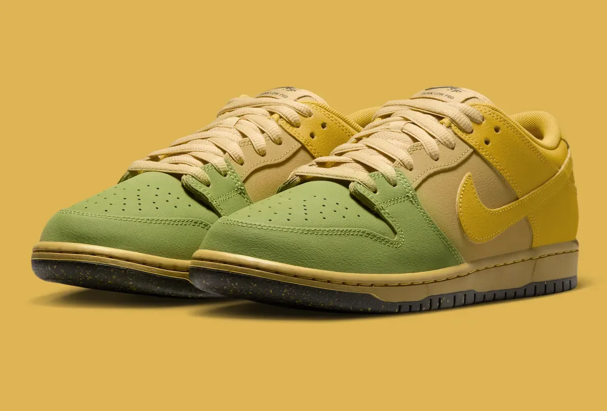 Nike SB Dunk Low “Saffron Quartz” 秋季登场,黄绿分层鞋面暗藏千禧年火焰图腾插图 Nike SB Dunk Low “Saffron Quartz” 秋季登场,黄绿分层鞋面暗藏千禧年火焰图腾