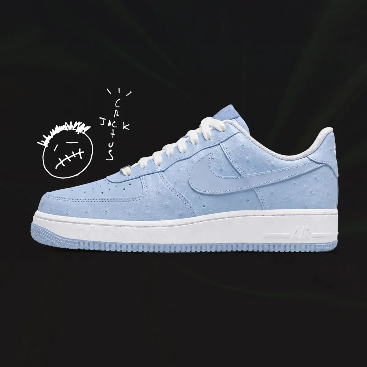 Travis Scott x Nike Air Force 1 Low “Blue Ostrich”2026年秋季冰蓝鸵鸟皮首发深度实战评测全解读插图 Travis Scott x Nike Air Force 1 Low “Blue Ostrich”2026年秋季冰蓝鸵鸟皮首发深度实战评测全解读