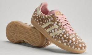 adidas Samba “Deer Print” 女性专属绒面鹿纹马毛材质复古足球鞋，棕沙漠色搭配暖香草紫灰调缩略图
