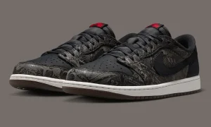 黑棕激光蚀刻皮革鞋面 Fire Red 刺绣细节点缀，Air Jordan 1 Low OG “Laser” 8月22日发售缩略图