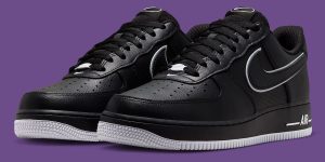 荔枝纹皮革拼接打孔鞋头，Nike Air Force 1 Low “Black/White” 黑白反转2026秋季发售缩略图