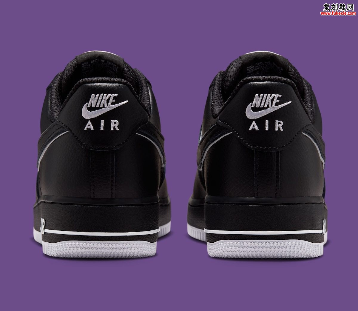 荔枝纹皮革拼接打孔鞋头，Nike Air Force 1 Low “Black/White” 黑白反转2026秋季发售