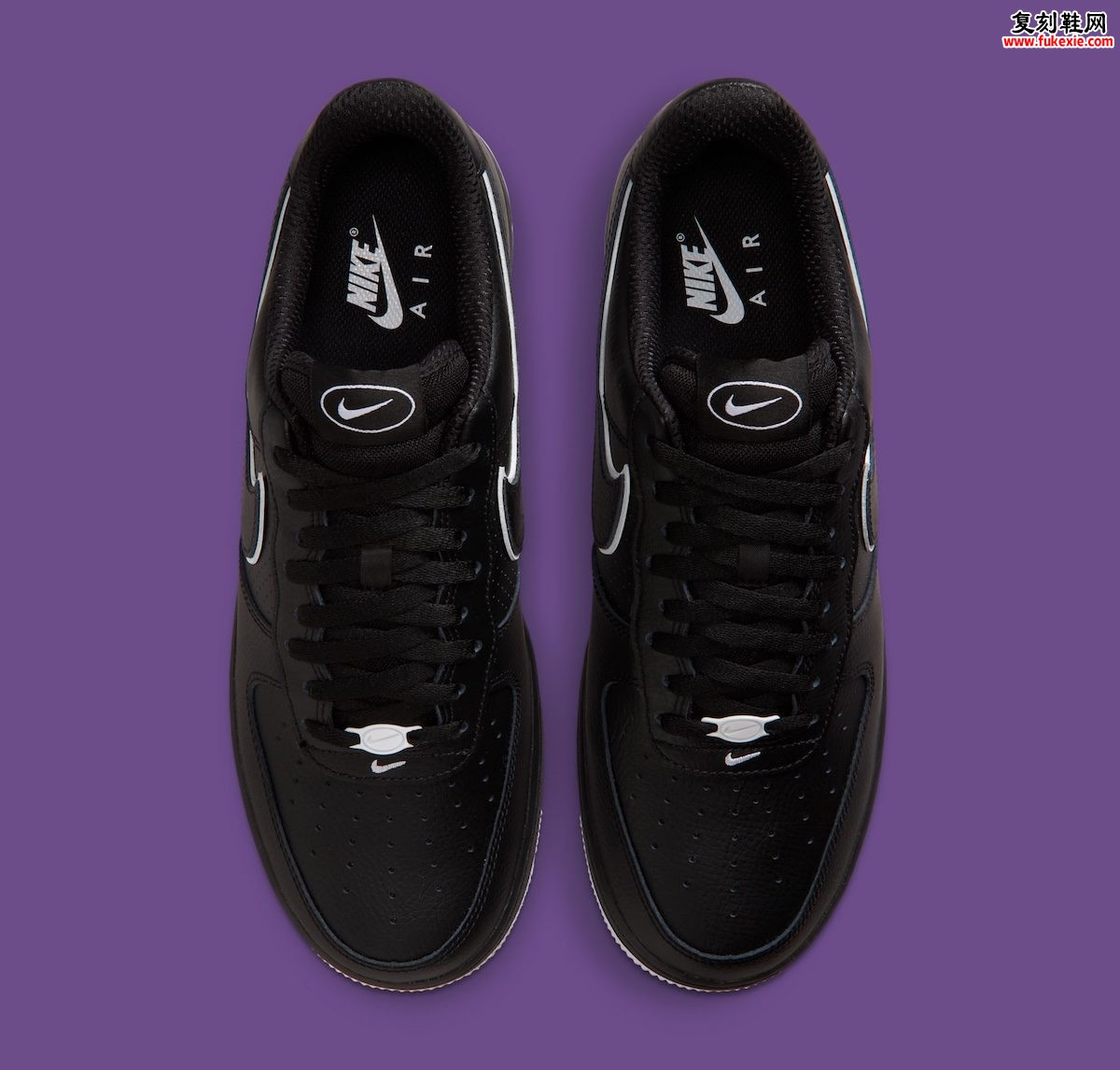 荔枝纹皮革拼接打孔鞋头，Nike Air Force 1 Low “Black/White” 黑白反转2026秋季发售