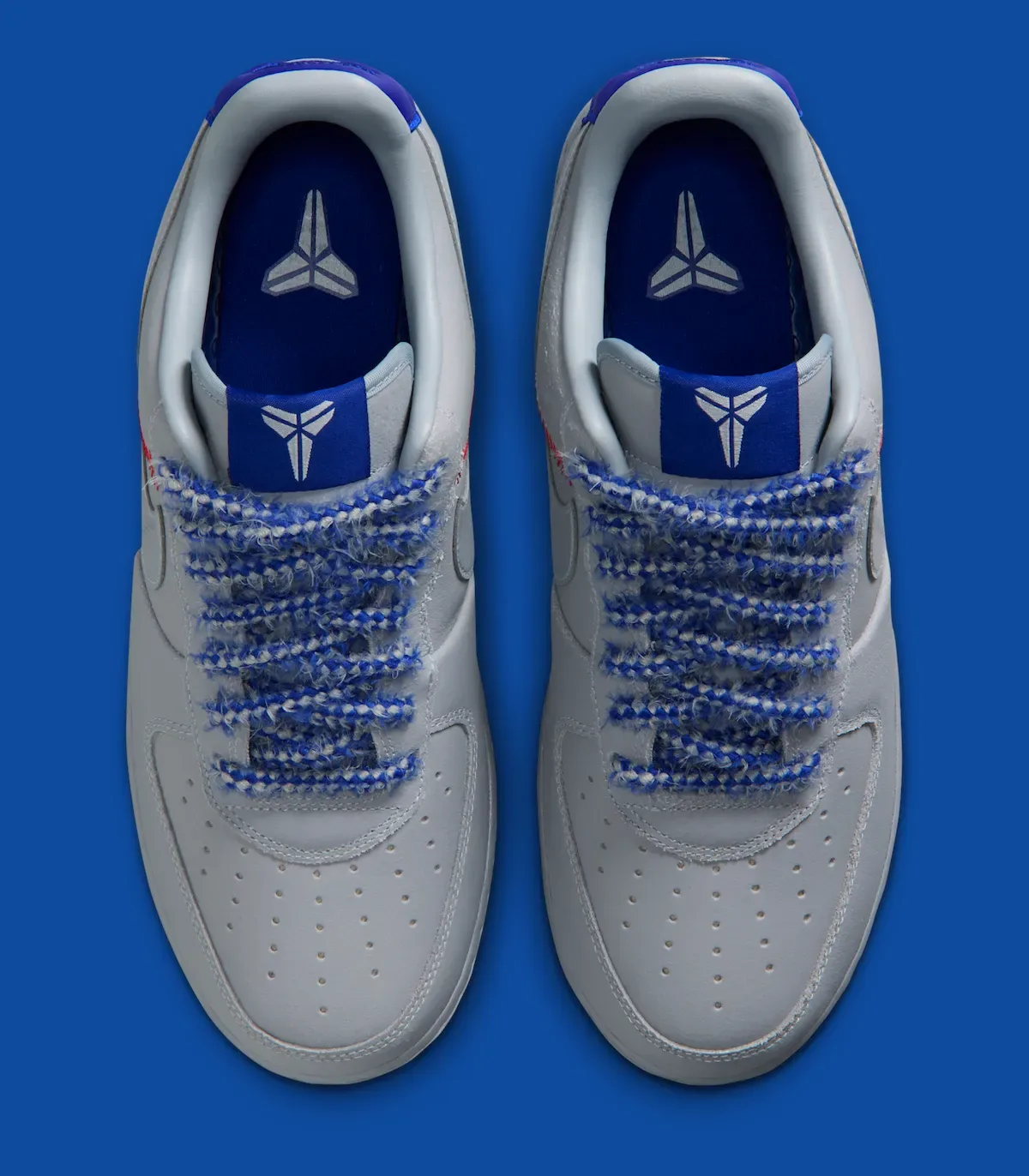 灰色皮革红色棒球缝线蛇纹Swoosh，Nike Kobe Air Force 1 Protro “Dodgers” 8月15日致敬洛杉矶