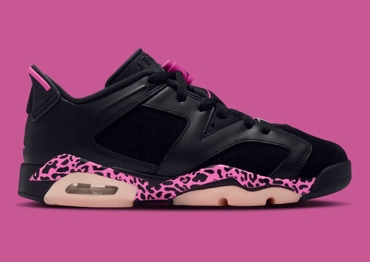 Air Jordan 6 Low GS “Black/Pink Foam”黑粉大象纹GS评测：童鞋专属Laser Fuchsia豹纹设计2026年10月发售解析