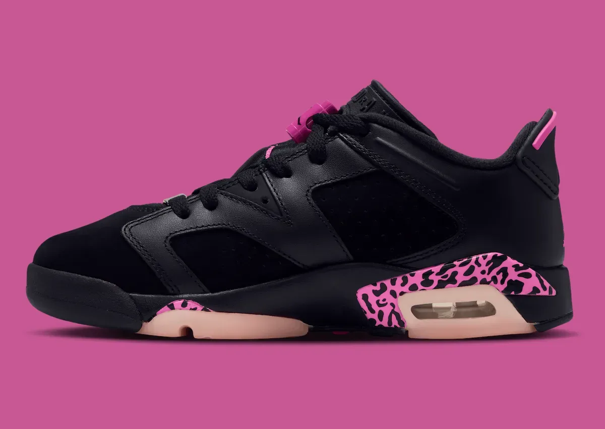 Air Jordan 6 Low GS “Black/Pink Foam”黑粉大象纹GS评测：童鞋专属Laser Fuchsia豹纹设计2026年10月发售解析
