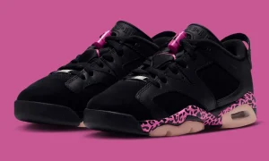 Air Jordan 6 Low GS “Black/Pink Foam”黑粉大象纹GS评测：童鞋专属Laser Fuchsia豹纹设计2026年10月发售解析缩略图