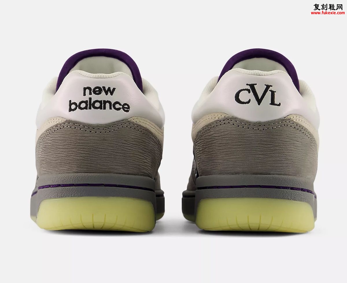 Civil x New Balance Numeric 480蛤蜊灵感滑板鞋灰紫麂皮珍珠细节
