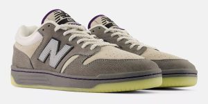Civil x New Balance Numeric 480蛤蜊灵感滑板鞋灰紫麂皮珍珠细节缩略图