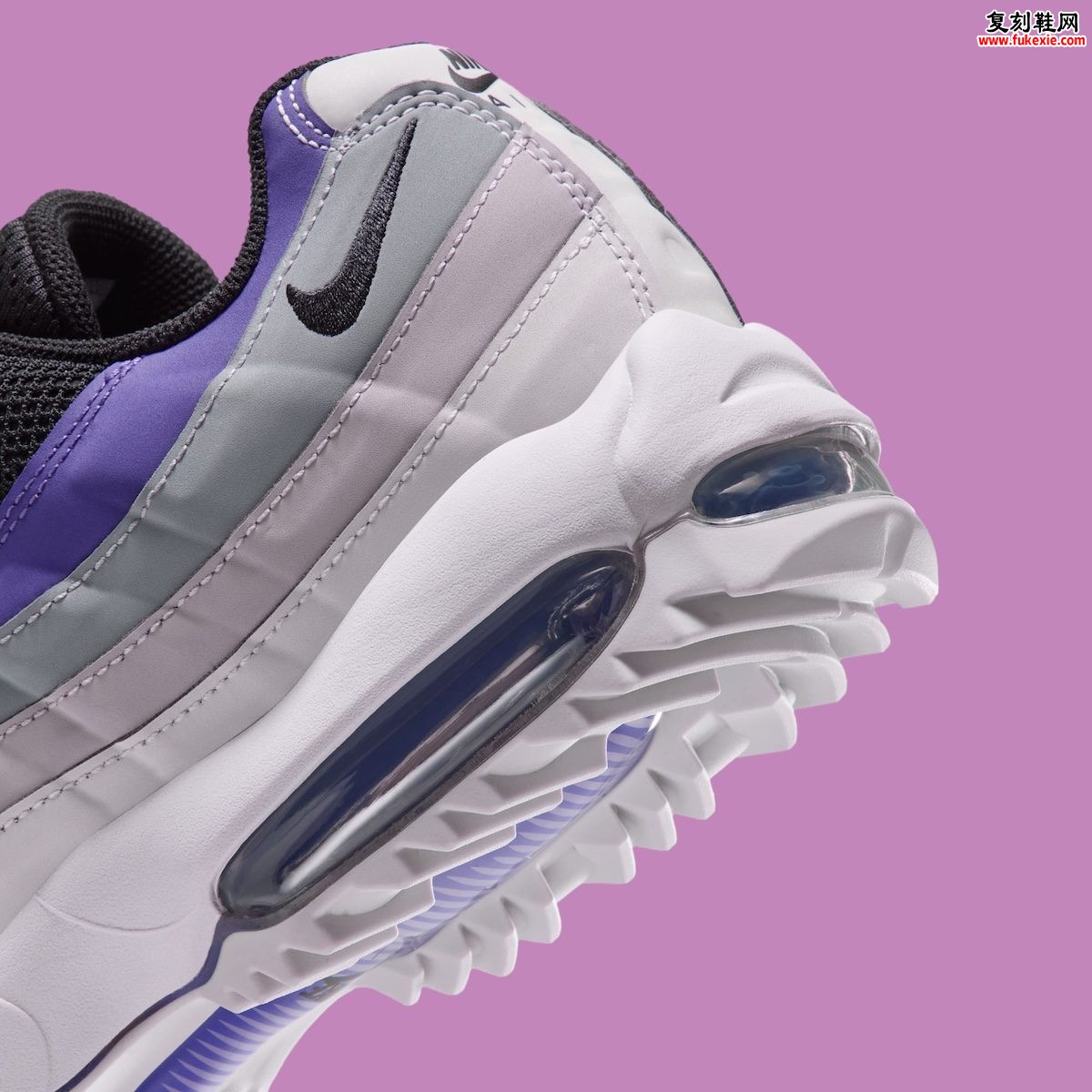 Nike Air Max 95 Golf “Vast Grey/Silver Lilac” 高尔夫版银丁香紫配色2026假日季发售 深度解析与果岭穿搭指南插图6 Nike Air Max 95 Golf “Vast Grey/Silver Lilac” 高尔夫版银丁香紫配色2026假日季发售 深度解析与果岭穿搭指南