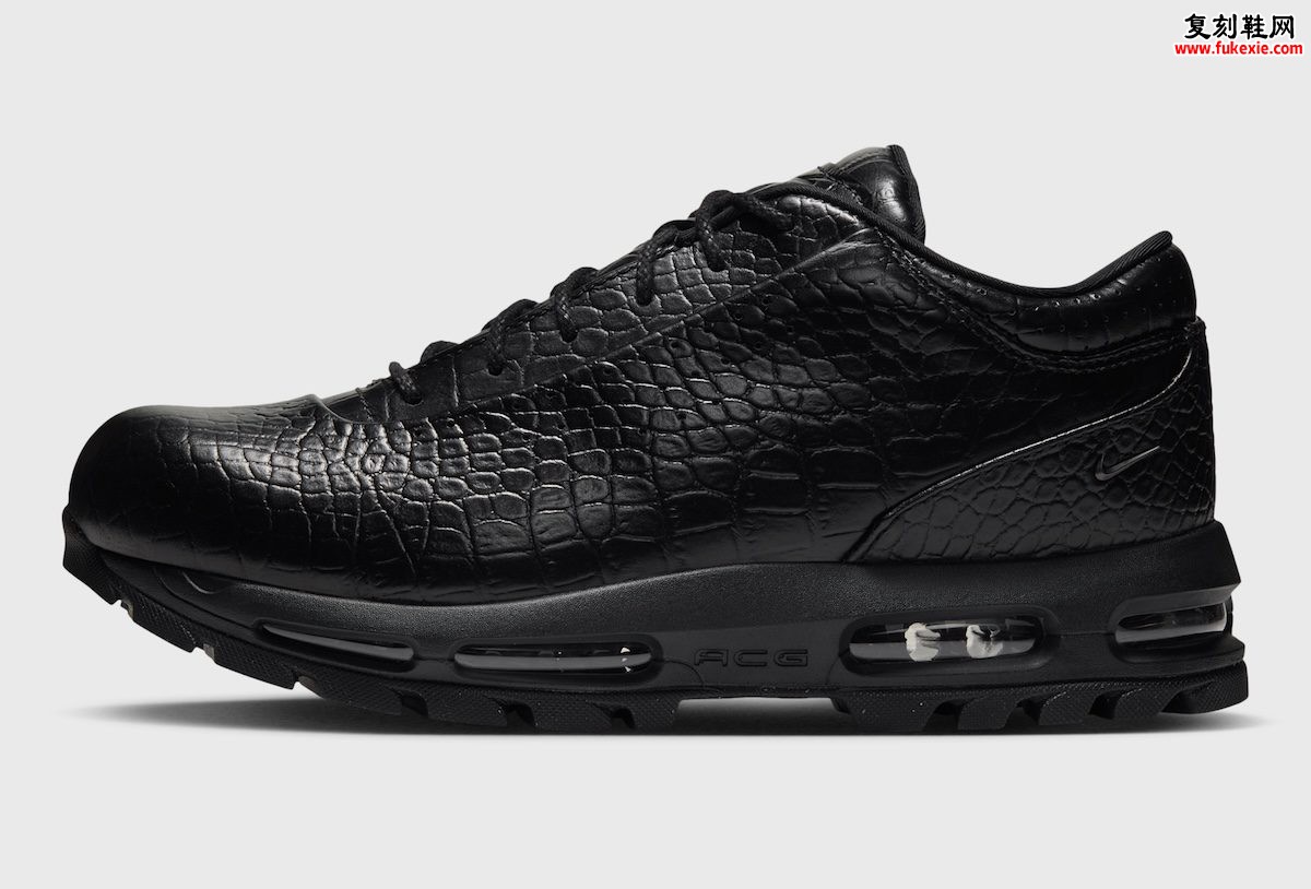 Nike Air Max Goadome Low “Black Croc”黑鳄鱼纹评测:Mauri哈林美学转译与全黑压花2026发售解析插图1 Nike Air Max Goadome Low “Black Croc”黑鳄鱼纹评测:Mauri哈林美学转译与全黑压花2026发售解析