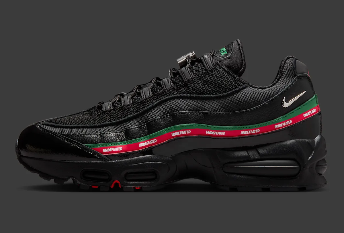 Undefeated联名耐克Air Max 95黑色款 红绿赛车条纹致敬30周年