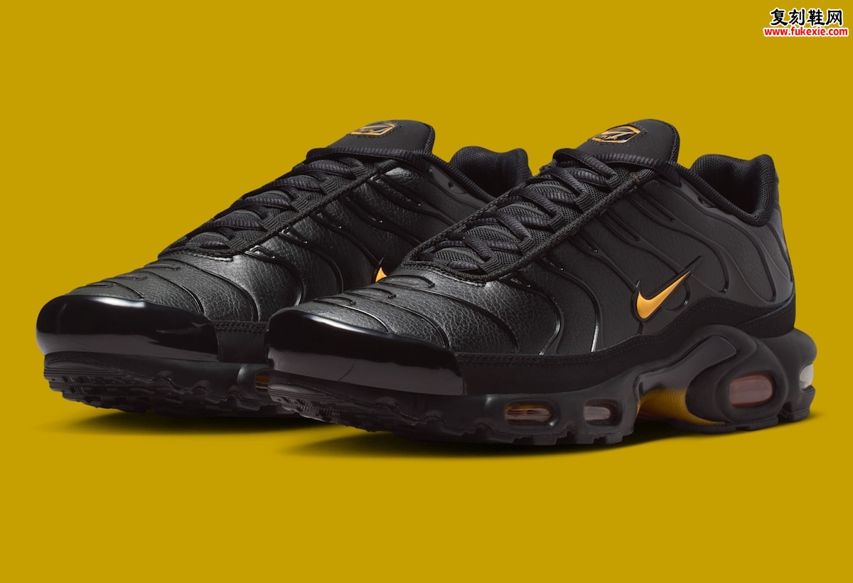 Nike Air Max Plus Premium黑玫瑰金配色 激光橙点睛重塑经典波浪线条