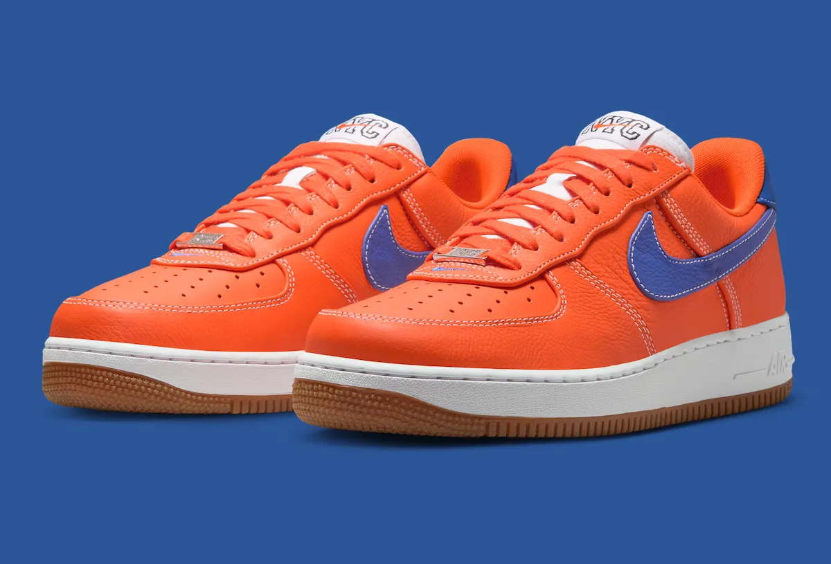 致敬”Bing Bong”口号诞生地Nike Air Force 1 “NYC Knicks” 安全橙 Rush 蓝复古生胶外底纽约限定缩略图