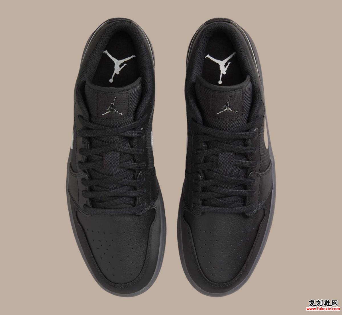 这款 Air Jordan 1 Low 配有深色橡胶鞋底和反光 Swoosh 标志 货号:HV5968-001