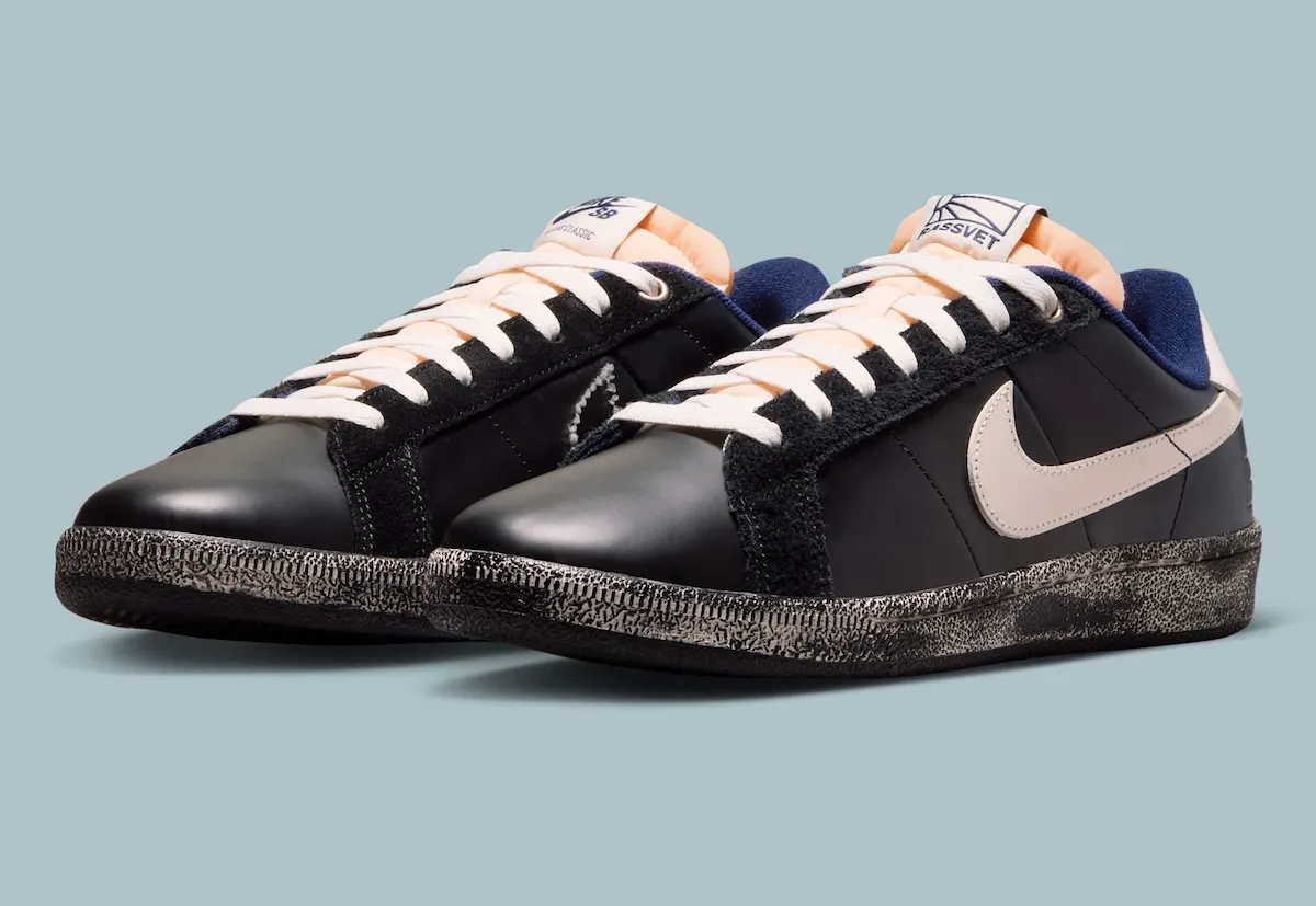 巴黎滑板品牌Rassvet联名Nike SB Tennis Classic，蓝黑简约美学搭配做旧中底缩略图