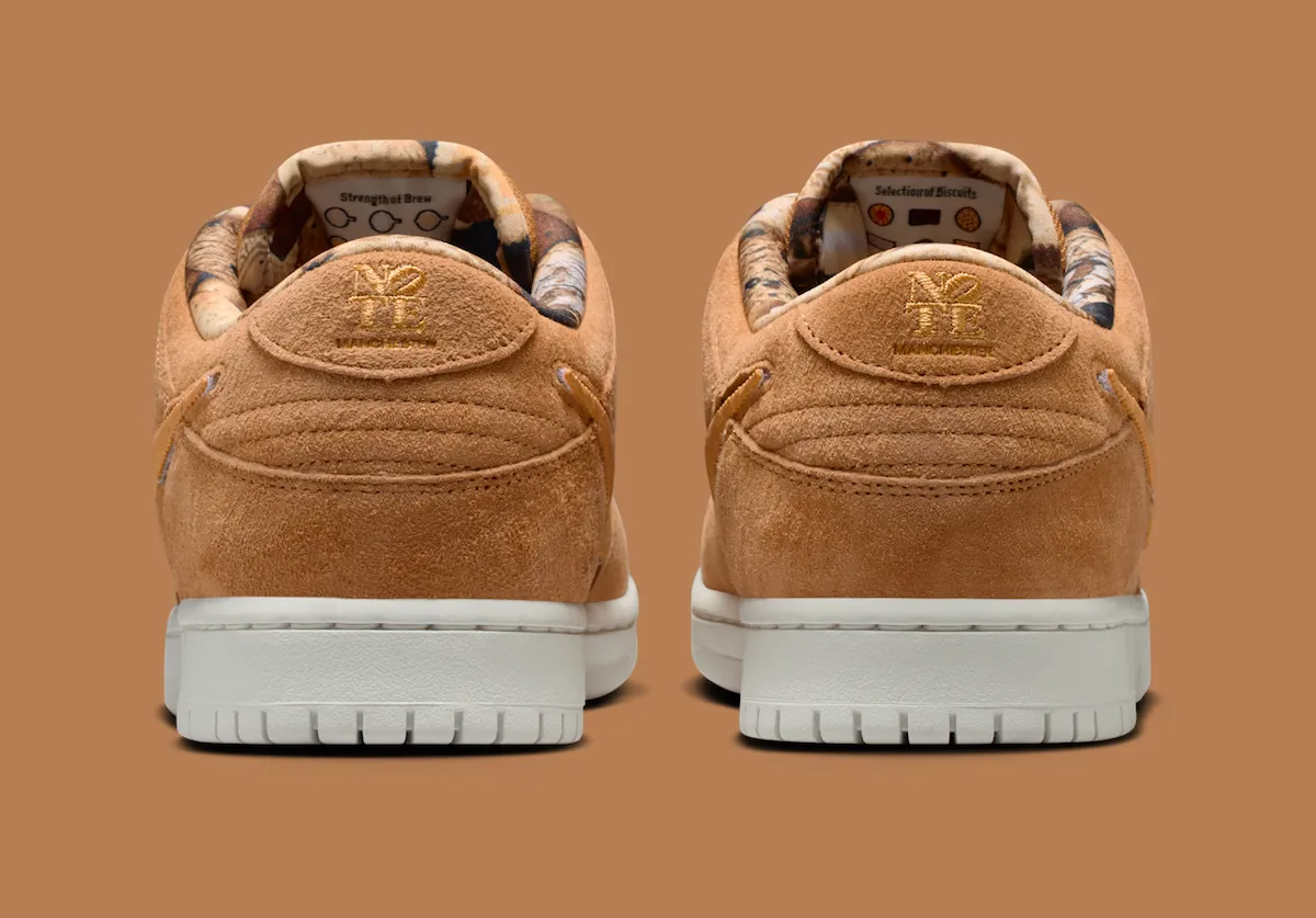NOTE Manchester x Nike SB Dunk Low Brew and Biscuits official heels
