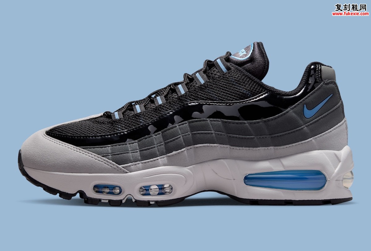 Nike Air Max 95 “Black/Grey Fog”经典轮廓黑灰雾配色融入足球蓝点缀秋季2026发售插图1 Nike Air Max 95 “Black/Grey Fog”经典轮廓黑灰雾配色融入足球蓝点缀秋季2026发售
