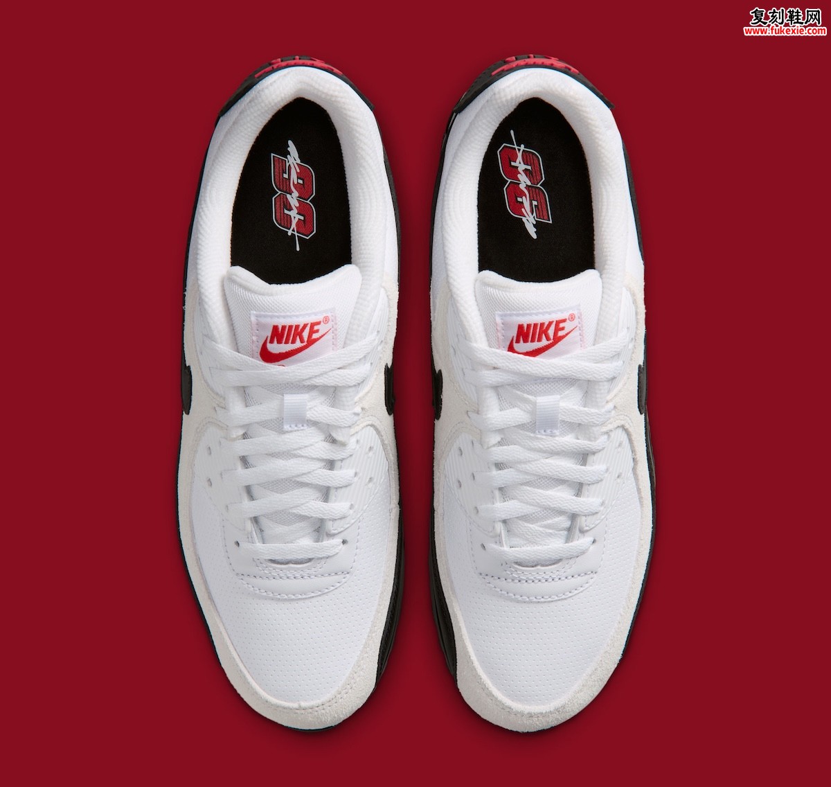 Nike Air Max 90“白/黑”2026夏季发售,做旧麂皮挡泥板搭配红色细节点缀经典轮廓