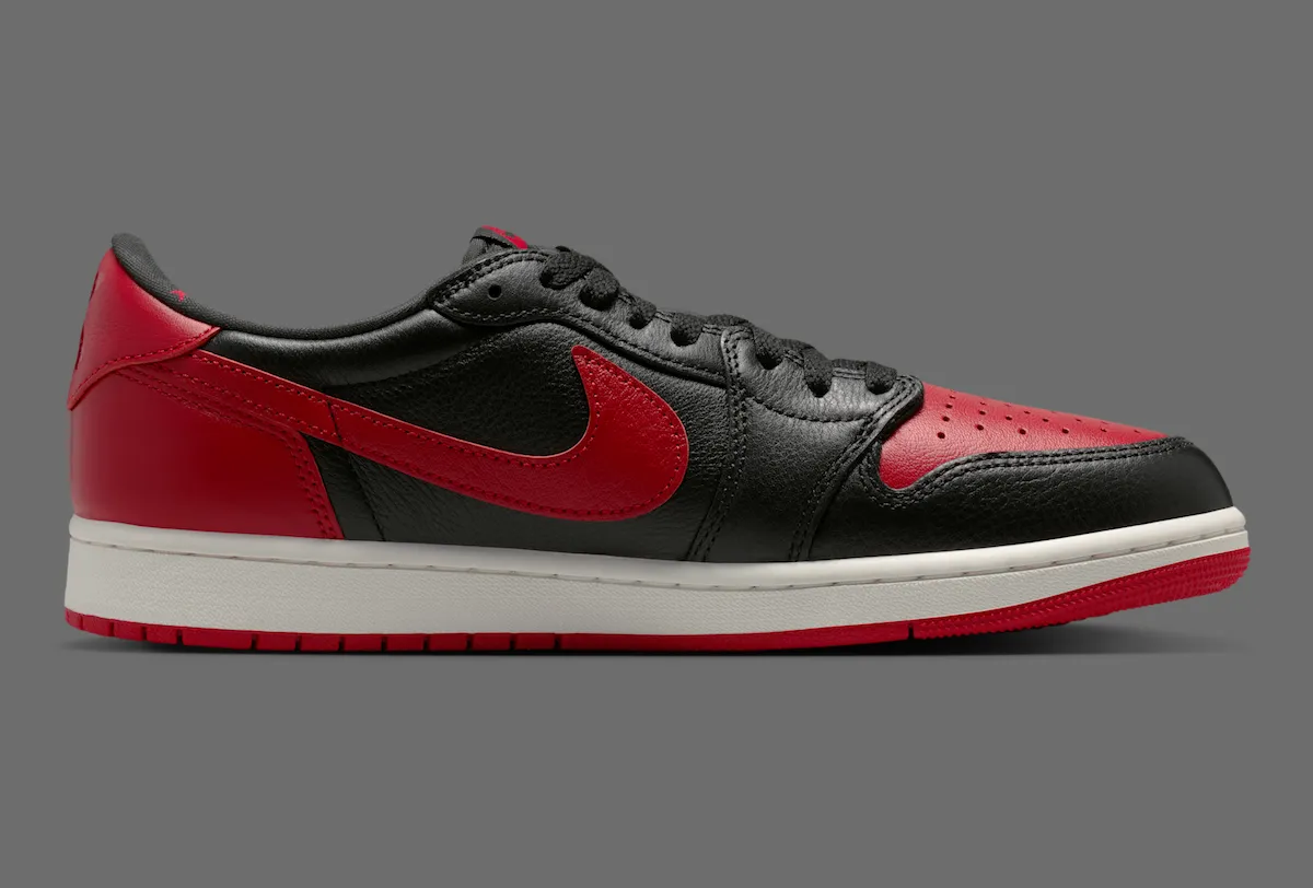 明日发售Air Jordan 1 Low OG Banned禁穿黑红低帮全尺码红色X后跟特殊包装售价145美元
