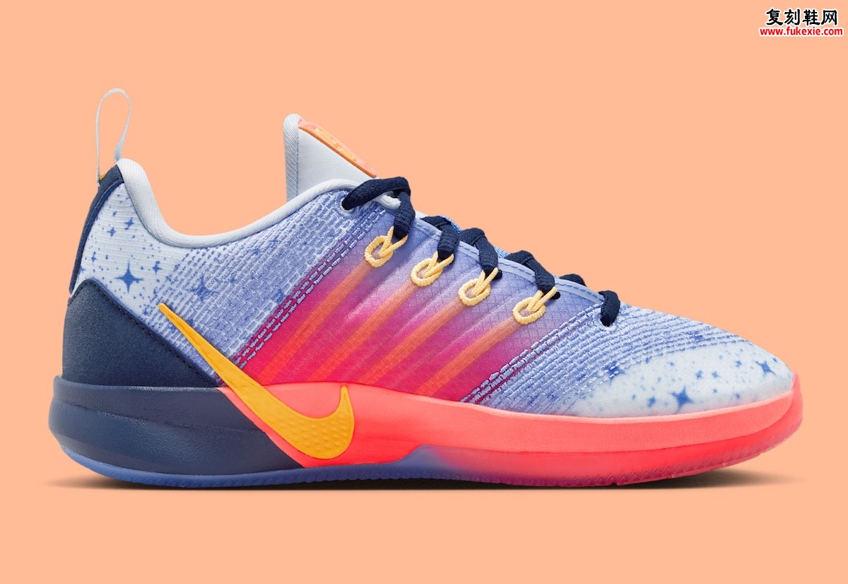 Nike Sabrina 3大童专属配色Welcome to Miami燃情登场，霓虹蓝粉渐变融合南海岸日落美学