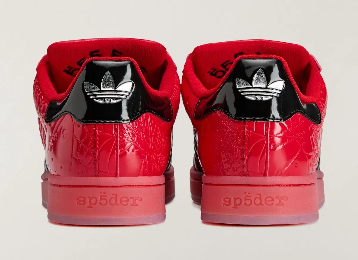 红黑裂纹漆皮再造经典:Sp5der x adidas Superstar 二月底双批次发售