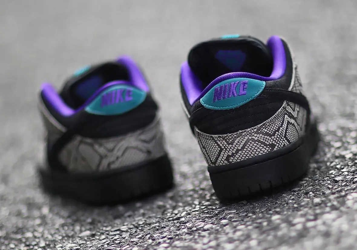 Dashawn Jordan x Nike SB Dunk Low 以紫绿配色与蛇皮纹理书写亚利桑那血脉