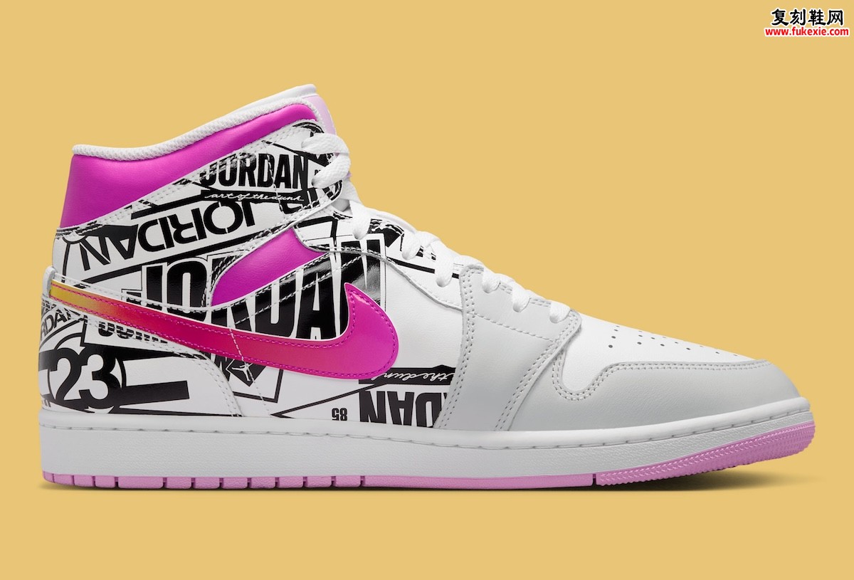 Air Jordan 1 Mid What The Logo女款专属曝光，粉白配色满印标识，渐变Swoosh引爆2026夏季发售